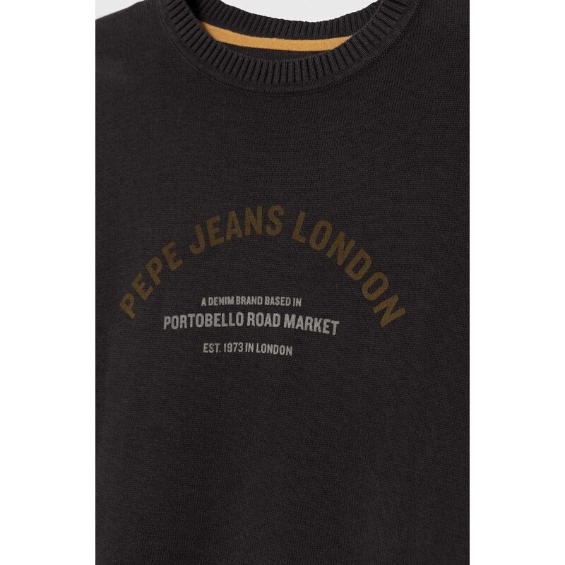 Otroški bombažen pulover Pepe Jeans siva barva