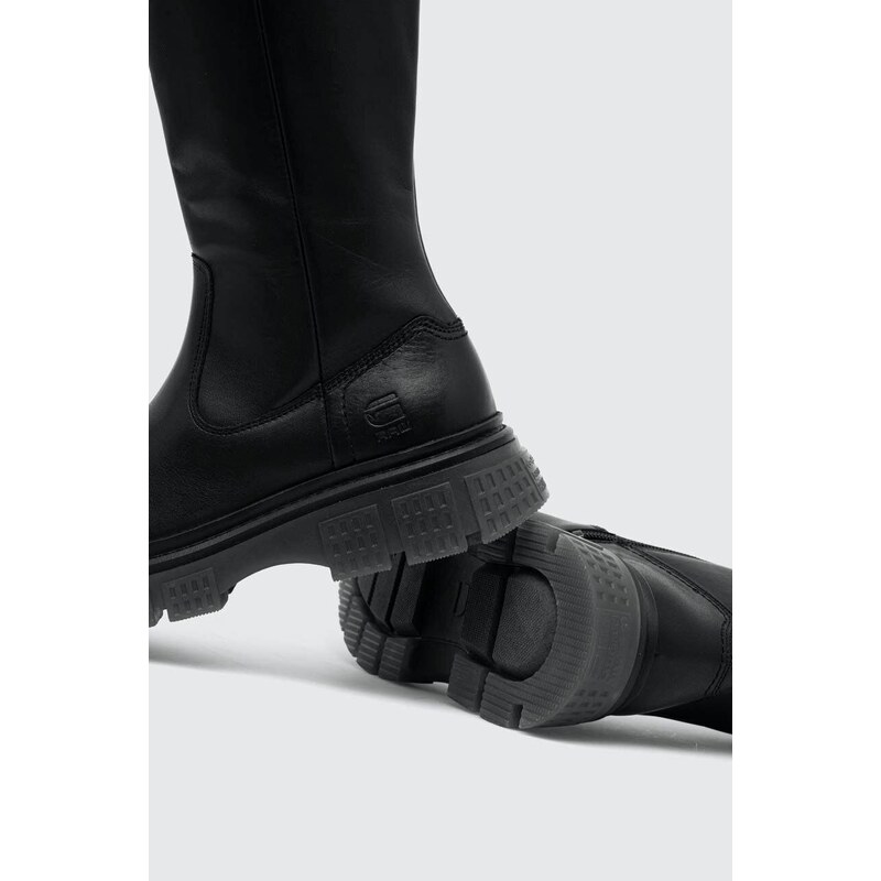 Usnjeni elegantni škornji G-Star Raw RADAR XHGH TMB ženski, črna barva, 2341068905.BLK