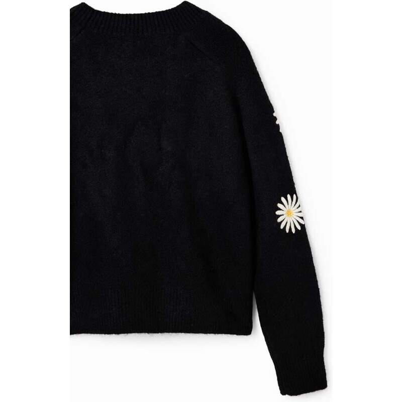 Otroški pulover s primesjo volne Desigual črna barva