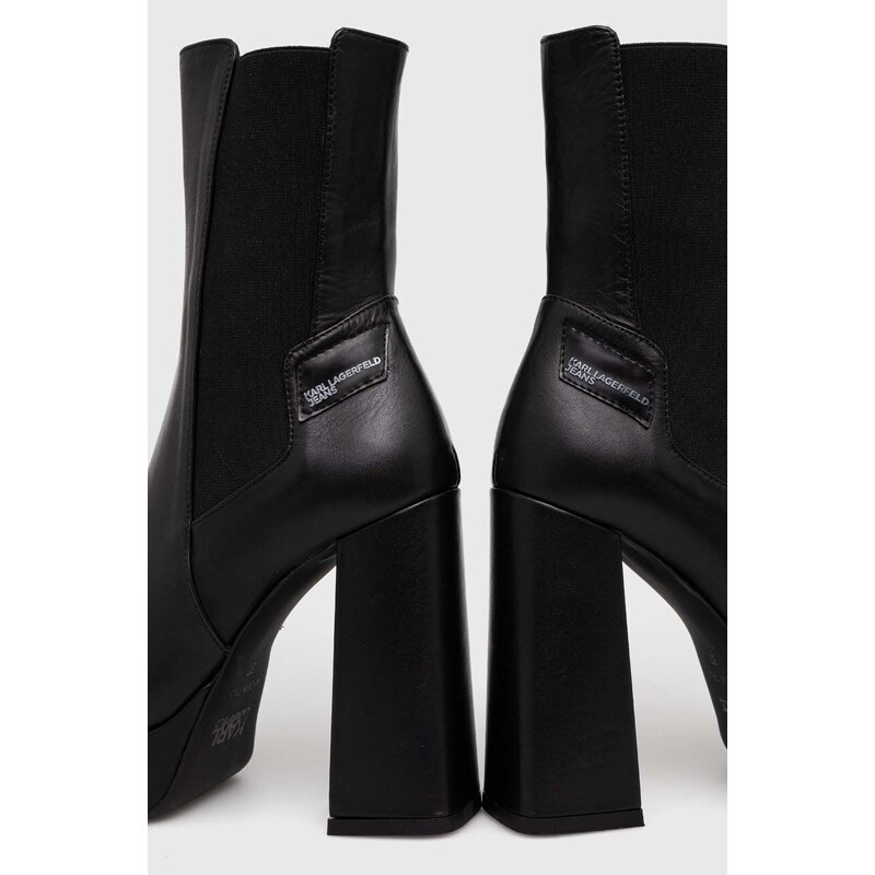Usnjeni chelsea Karl Lagerfeld Jeans STAK HEEL II ženski, črna barva, KLJ93140