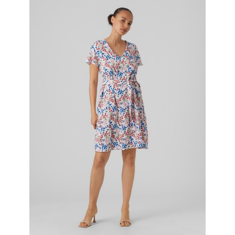 VERO MODA Obleka modra / zelena / fuksija / biserno bela