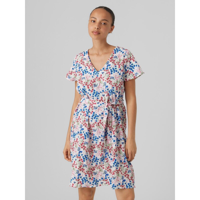 VERO MODA Obleka modra / zelena / fuksija / biserno bela