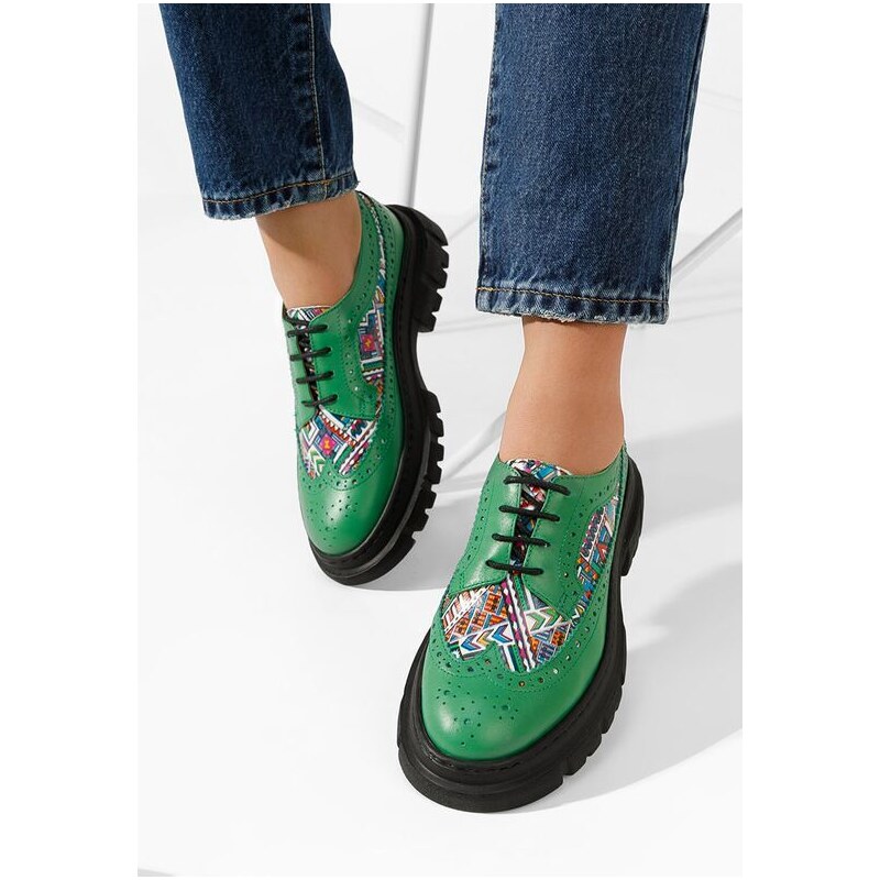 Zapatos Brogue čevlji Henise V5 Zelena