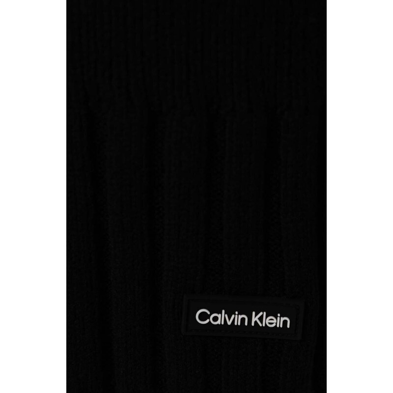 Volnen šal Calvin Klein črna barva