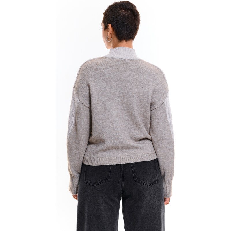 GATE Ženski pleten pulover z visokim ovratnikom