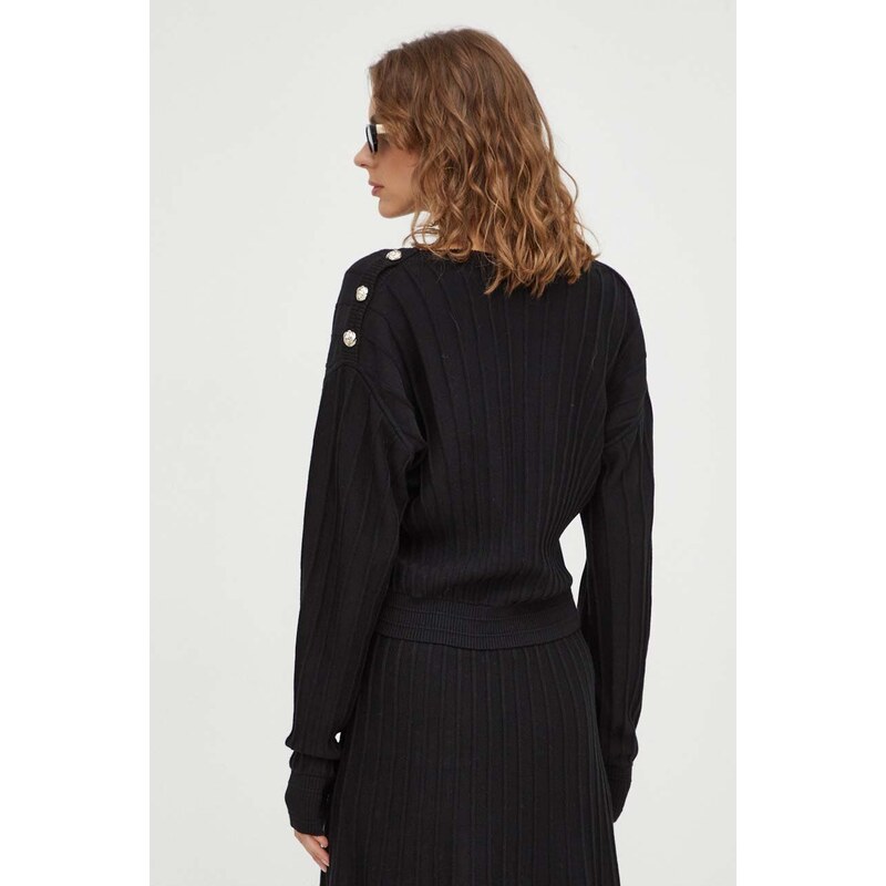 Volnen pulover BA&SH ženski, črna barva