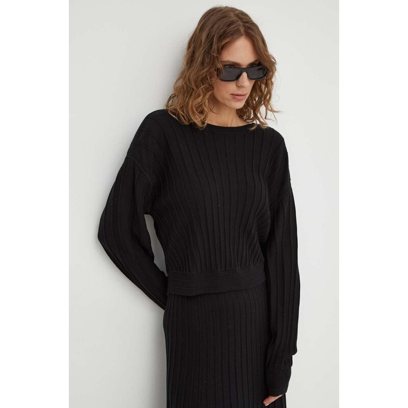 Volnen pulover BA&SH ženski, črna barva