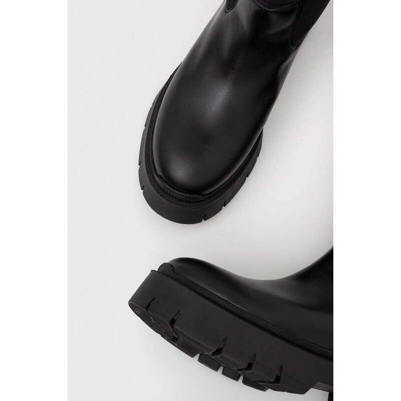 Elegantni škornji HUGO Kris črna barva, 50504706