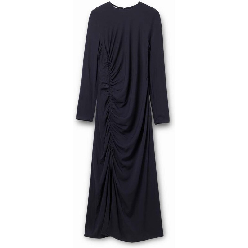 Obleka Desigual 23WWVWA0 WOMAN WOVEN DRESS LONG SLEEVE črna barva