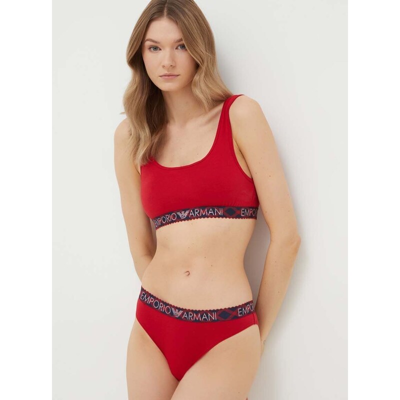 Komplet modrček in spodnjice Emporio Armani Underwear rdeča barva