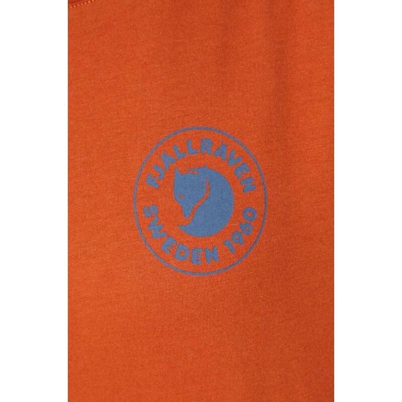 Bombažna majica z dolgimi rokavi Fjallraven 1960 Logo oranžna barva