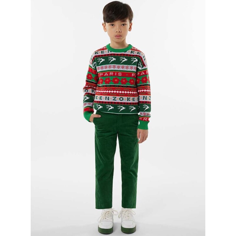 Otroški pulover Kenzo Kids zelena barva