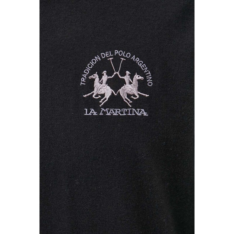 Pulover s primesjo volne La Martina moški, črna barva