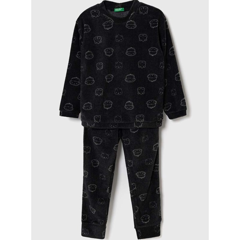 Otroška pižama United Colors of Benetton črna barva