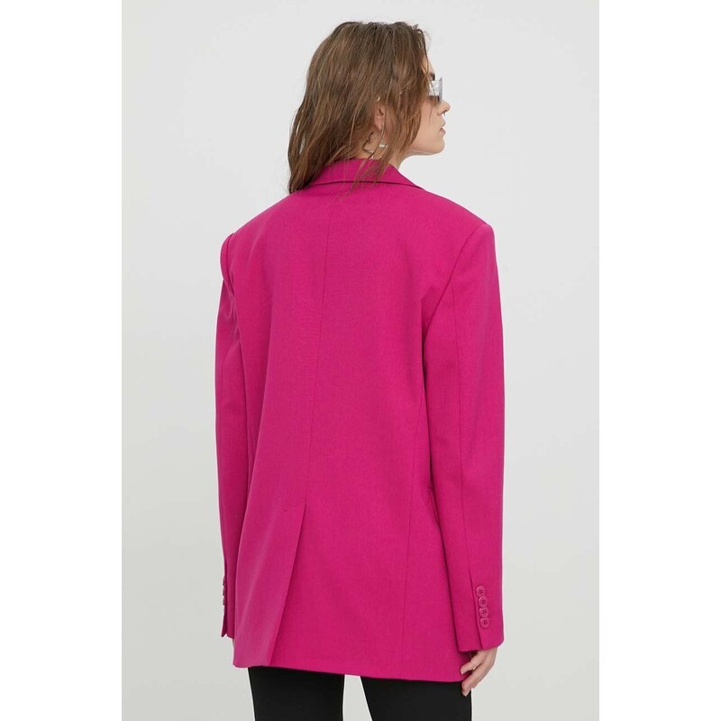 Suknjič s primesjo volne Moschino Jeans roza barva