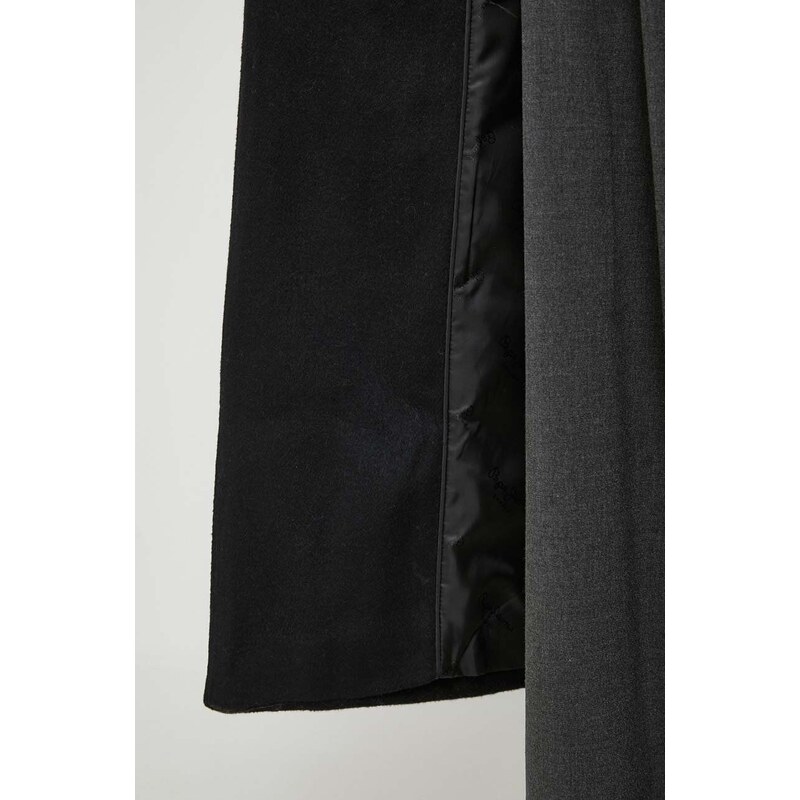 Volnen plašč Pepe Jeans MADISON črna barva