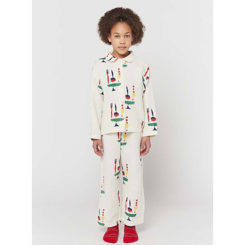 Otroška bombažna pižama Bobo Choses bež barva