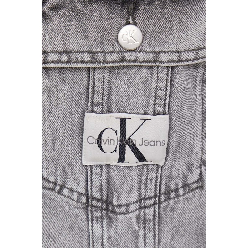 Jeans jakna Calvin Klein Jeans ženska, siva barva
