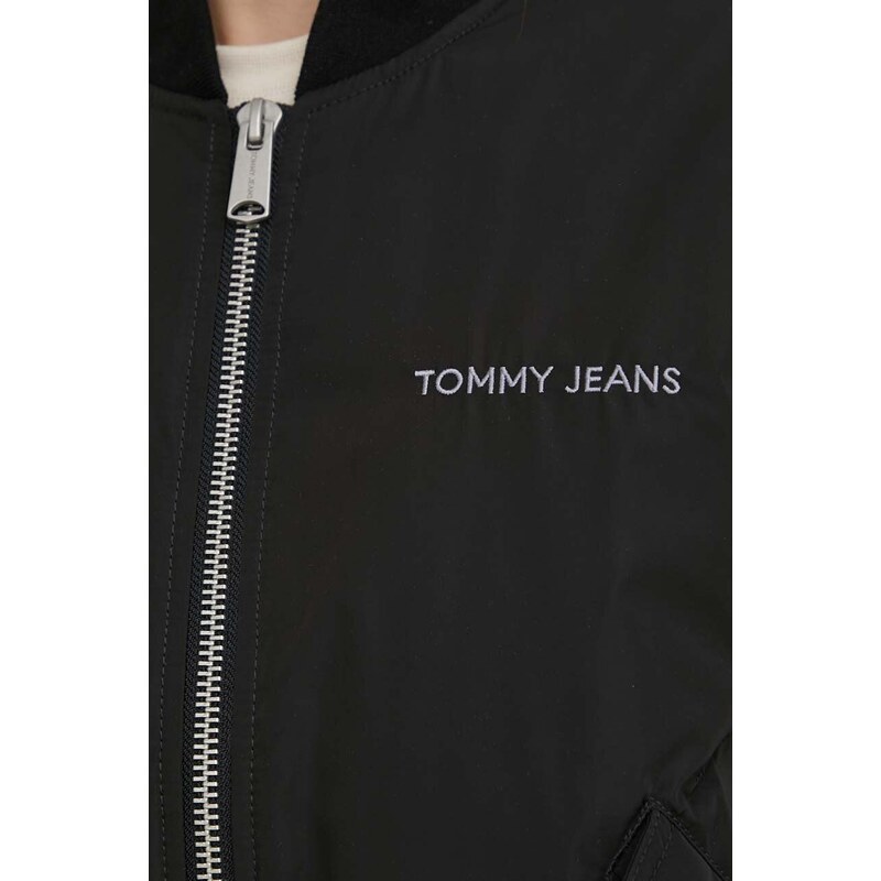 Bomber jakna Tommy Jeans ženski, črna barva