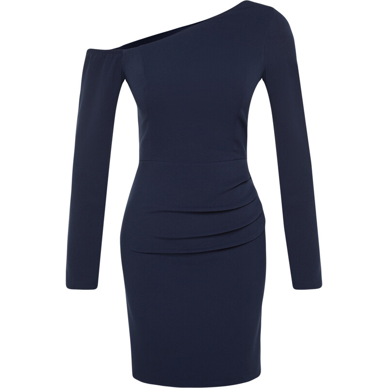 Trendyol Navy Blue opremljena elegantna večerna obleka