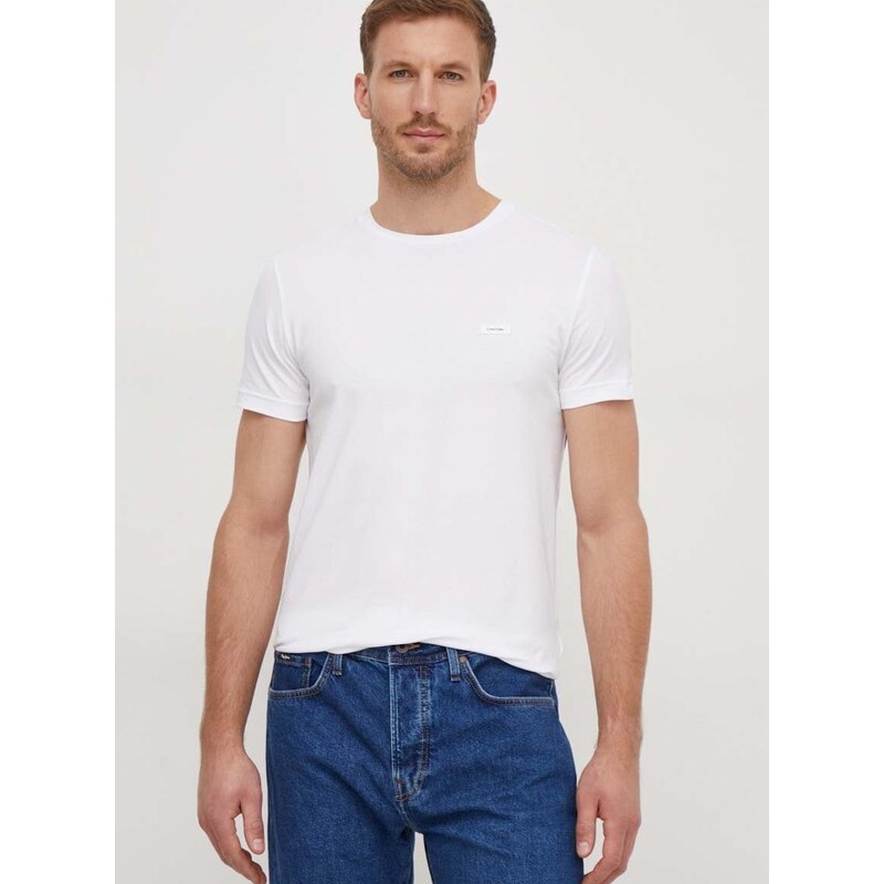 Kratka majica Calvin Klein moški, bela barva