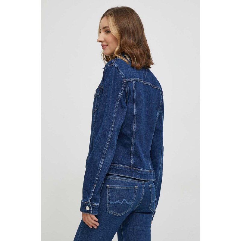Jeans jakna Tommy Hilfiger ženska, mornarsko modra barva