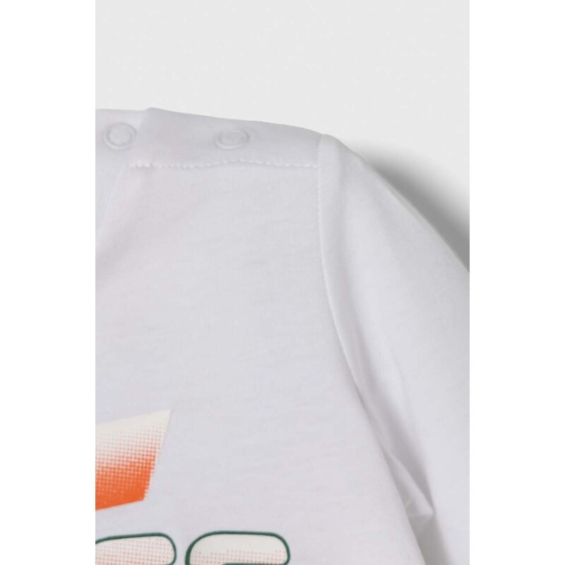 Otroška bombažna majica z dolgimi rokavi Guess bela barva