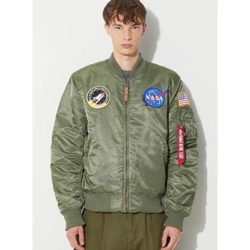 Bomber jakna Alpha Industries MA-1 VF NASA moški, zelena barva