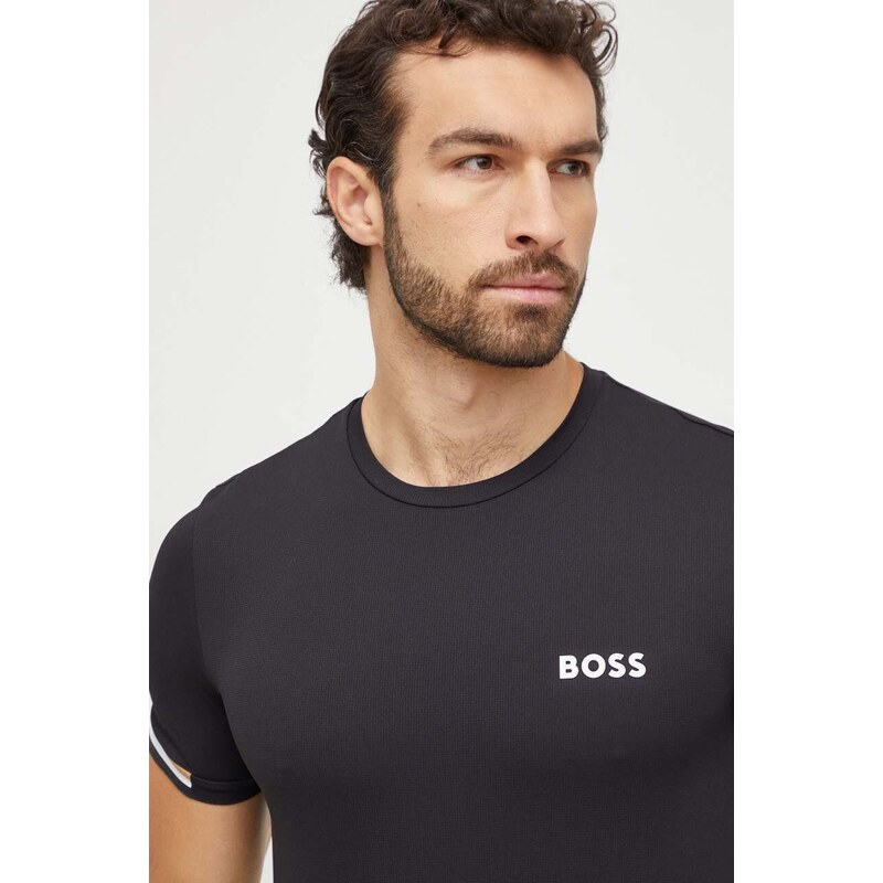 Kratka majica Boss Green x Matteo Berrettini moška, črna barva