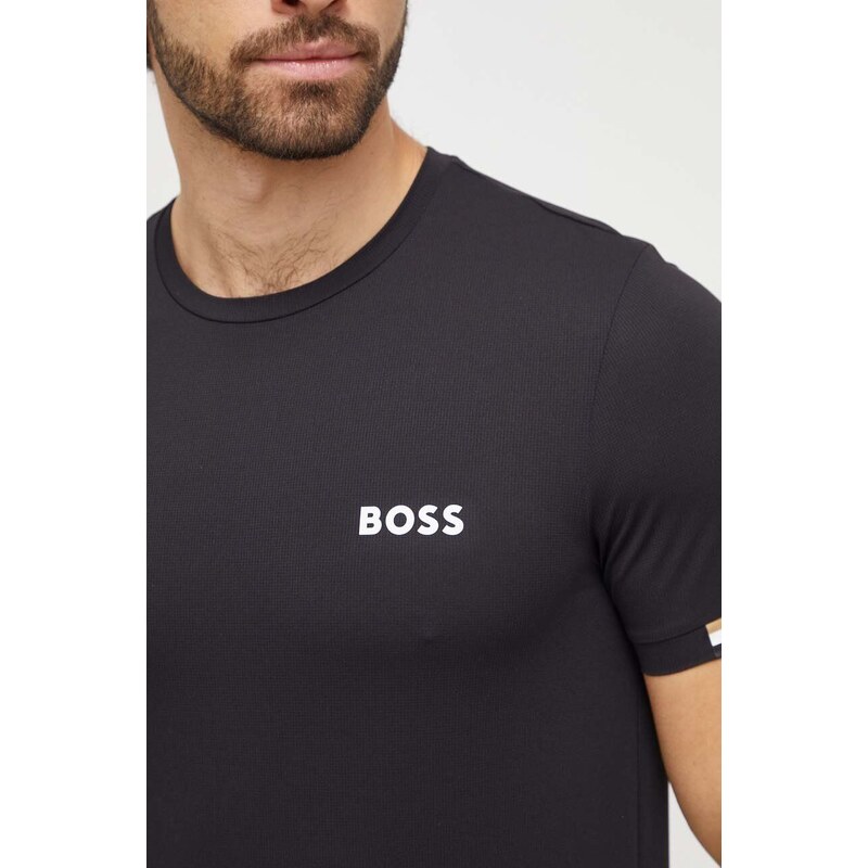 Kratka majica Boss Green x Matteo Berrettini moška, črna barva