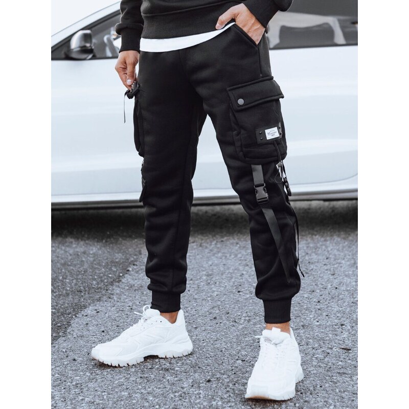 Dstreet Trendovske cargo črne jogger hlače
