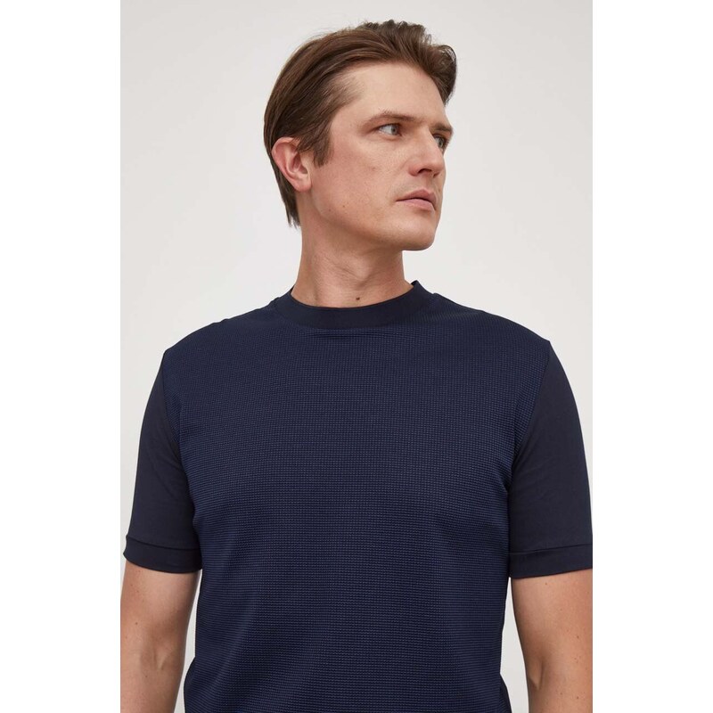 Kratka majica BOSS moški, mornarsko modra barva