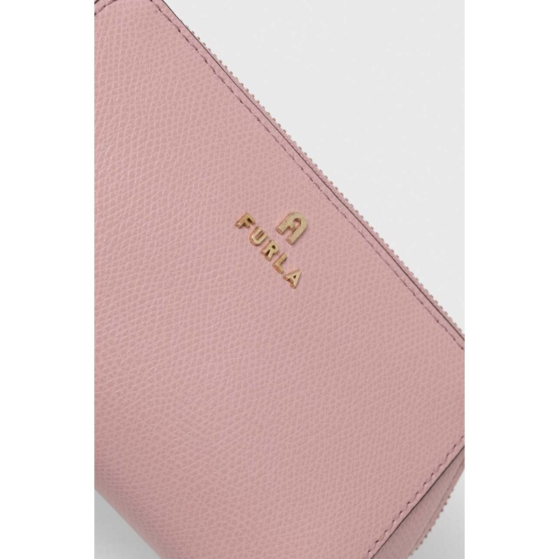 Usnjena kozmetična torbica Furla 2-pack roza barva