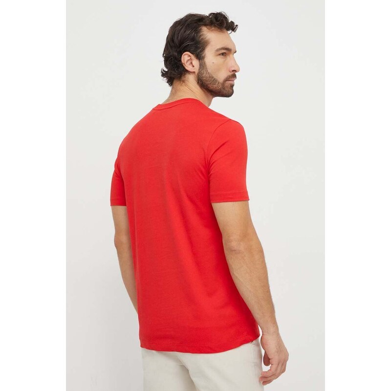 Bombažna kratka majica BOSS moški, rdeča barva