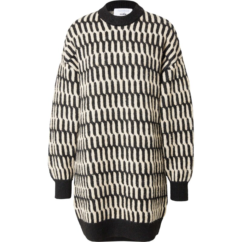 florence by mills exclusive for ABOUT YOU Pletena obleka 'Windy Drive' črna / bela