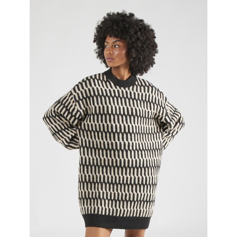 florence by mills exclusive for ABOUT YOU Pletena obleka 'Windy Drive' črna / bela