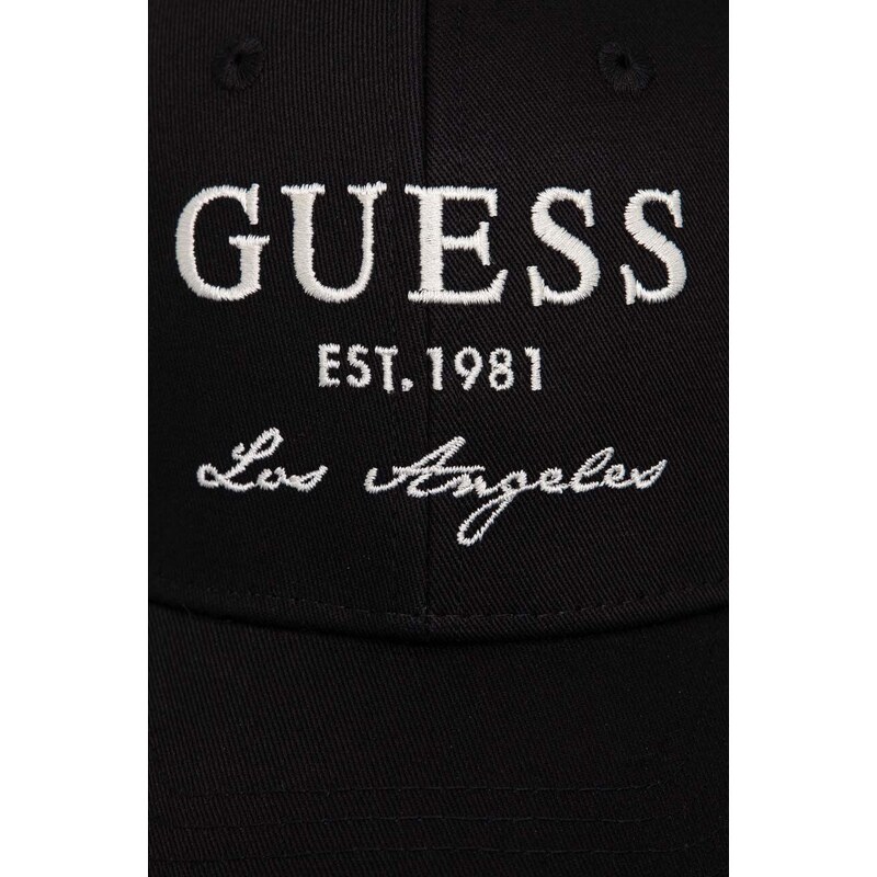 Bombažna bejzbolska kapa Guess črna barva