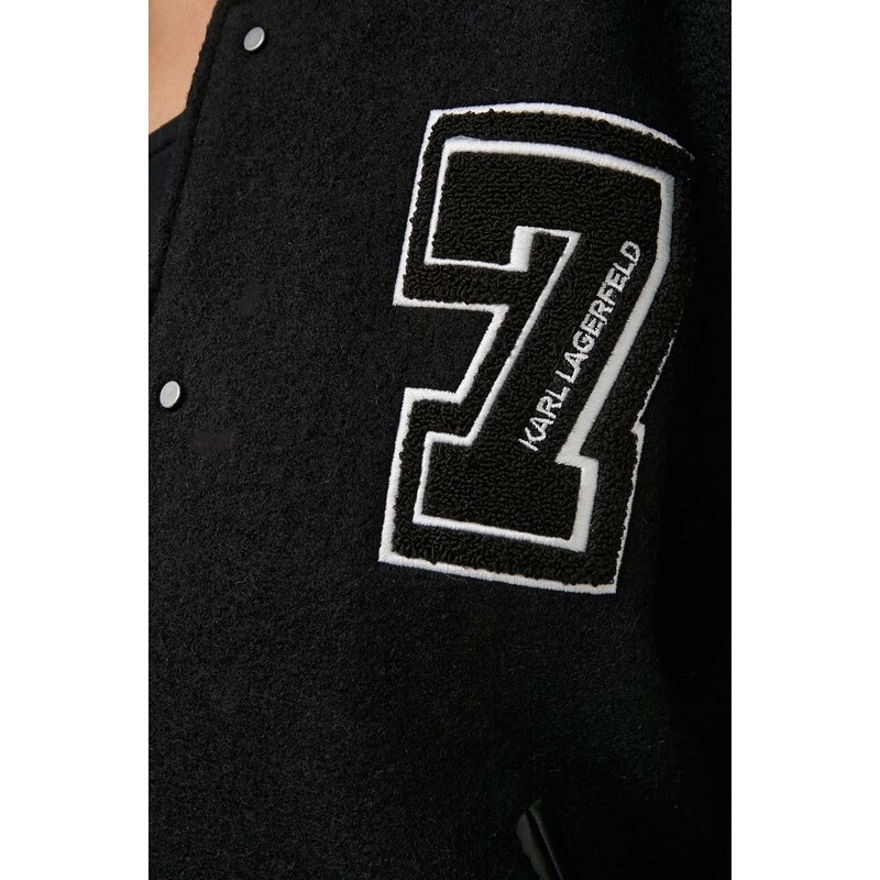 Bomber jakna s primesjo volne Karl Lagerfeld črna barva