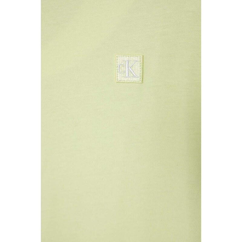 Otroška bombažna kratka majica Calvin Klein Jeans zelena barva