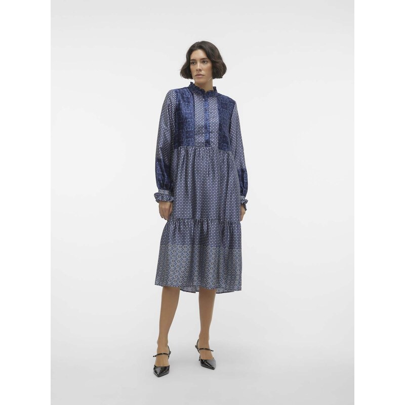 VERO MODA Dolga srajca 'Levi' mornarska / bela / off-bela