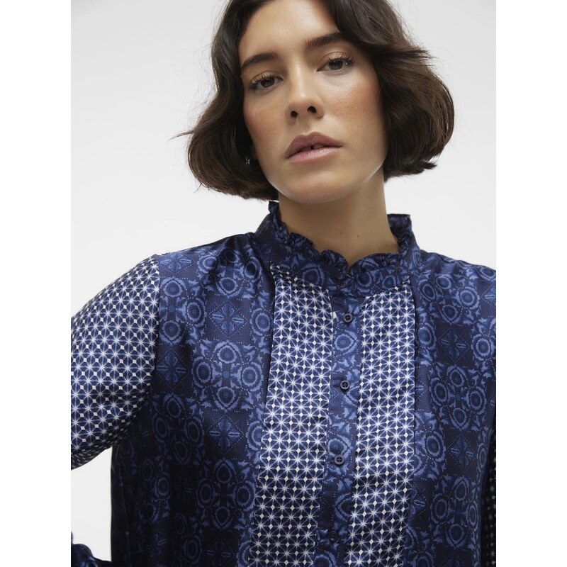 VERO MODA Dolga srajca 'Levi' mornarska / bela / off-bela