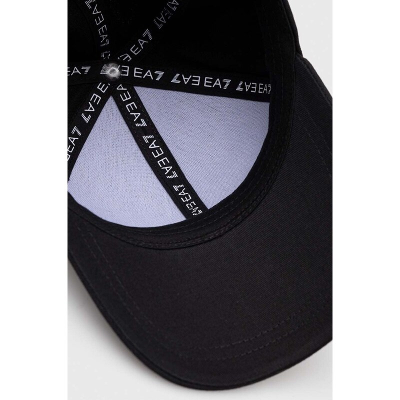 Bombažna bejzbolska kapa EA7 Emporio Armani črna barva
