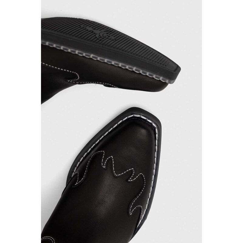 Usnjeni kavbojski škornji Steve Madden Wenda ženski, črna barva, SM11003097