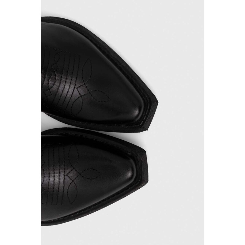 Usnjeni kavbojski škornji Steve Madden Wishley ženski, črna barva, SM11003071