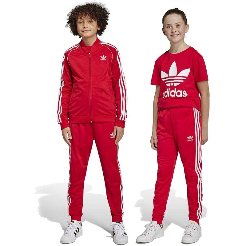 Otroški spodnji del trenirke adidas Originals rdeča barva