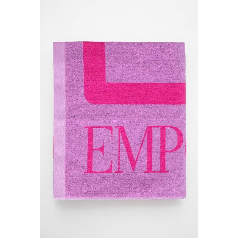 Bombažna brisača EA7 Emporio Armani 100 x 170 cm vijolična barva