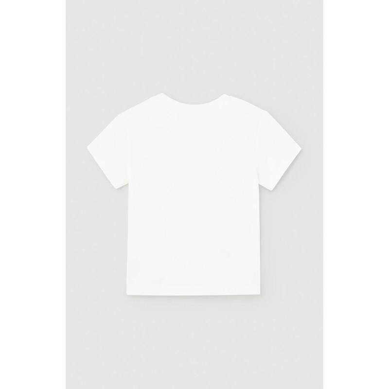 Otroška bombažna majica Mayoral bela barva