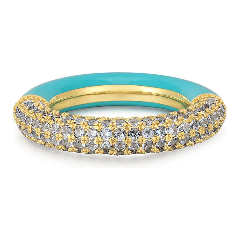 LUV AJ Pave Amalfi Ring - Turquoise - Gold