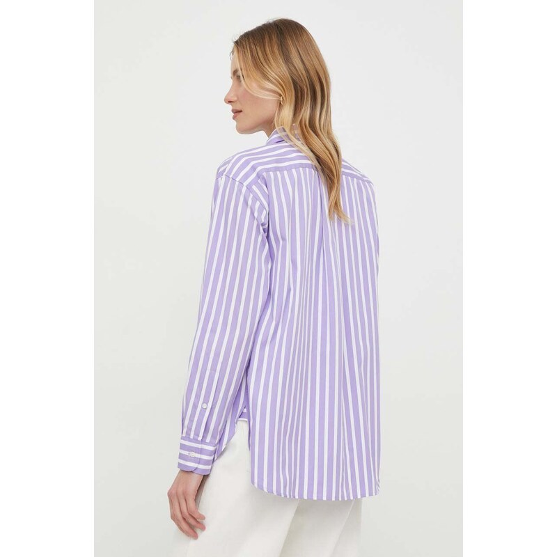 Bombažna srajca Polo Ralph Lauren ženska, vijolična barva