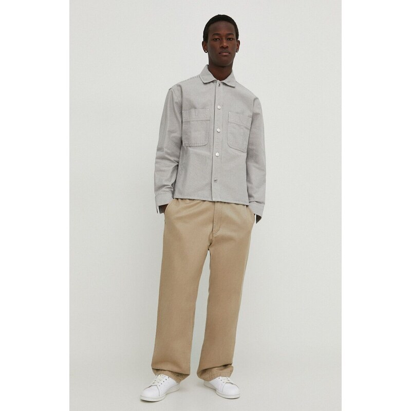 Jeans jakna Abercrombie & Fitch moška, siva barva